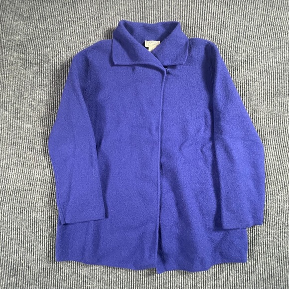 Field Manor Sweater Womens Medium Purple Wool Collared Snap Coat Comfort Retro - Picture 1 of 12